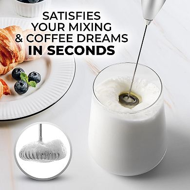 Zulay Powerful Milk Frother Wand With Titanium Motor - Electric Mixer Handheld