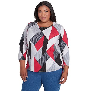 Plus Size Alfred Dunner Stained Glass Print Crew Neck Top