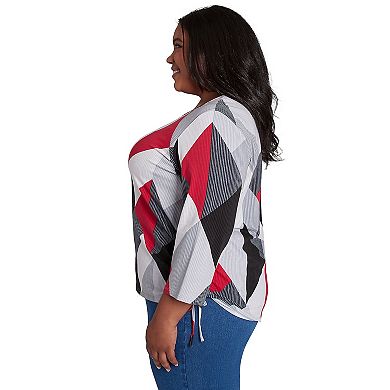 Plus Size Alfred Dunner Stained Glass Print Crew Neck Top