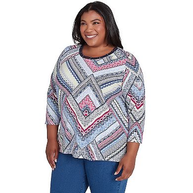 Plus Size Alfred Dunner Spiced Abstract Print Tee