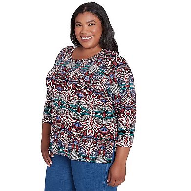Plus Size Alfred Dunner Abstract Leaf Print Top