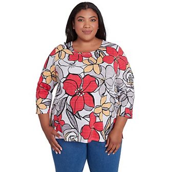 Plus Size Alfred Dunner Bold Floral Print Tee