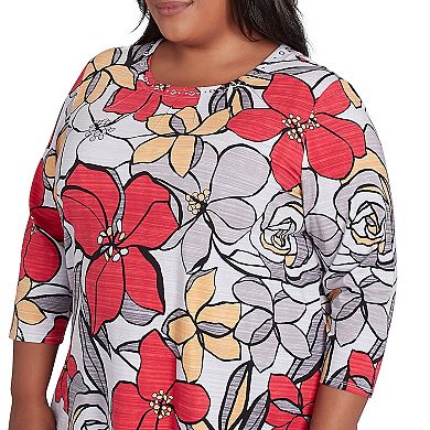 Plus Size Alfred Dunner Bold Floral Print Tee