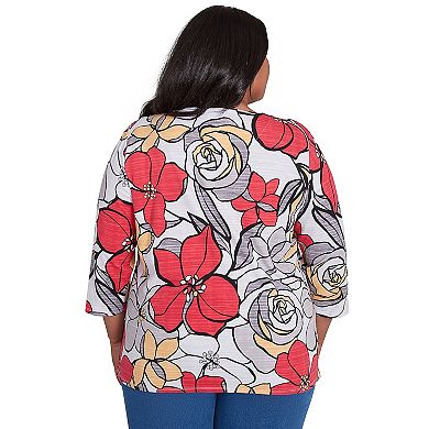 Plus Size Alfred Dunner Bold Floral Print Tee