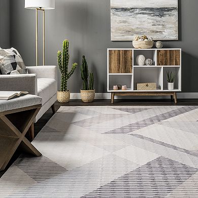 nuLOOM Alesha Modern Striped Machine Washable Area Rug