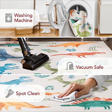 nuLOOM Eamon Dinosaur Machine Washable Area Rug