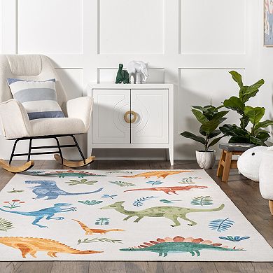nuLOOM Eamon Dinosaur Machine Washable Area Rug