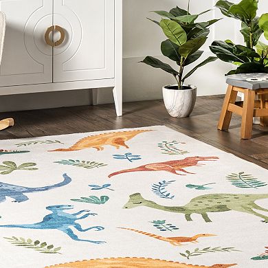 nuLOOM Eamon Dinosaur Machine Washable Area Rug