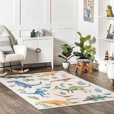 nuLOOM Eamon Dinosaur Machine Washable Area Rug