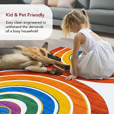 nuLOOM Classic Double Rainbow Machine Washable Area Rug