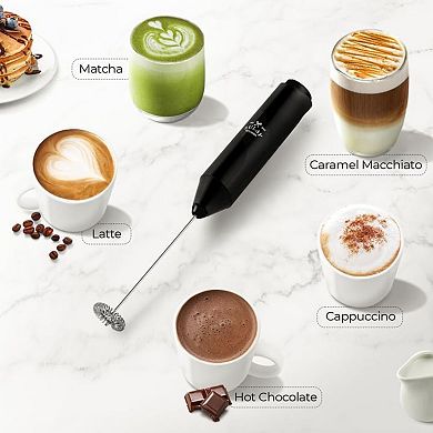 Zulay Kitchen Powerful Milk Frother Wand - FrothMate Mini Milk Frother Handheld Stainless Steel