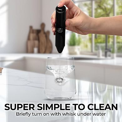 Zulay Kitchen Powerful Milk Frother Wand - FrothMate Mini Milk Frother Handheld Stainless Steel