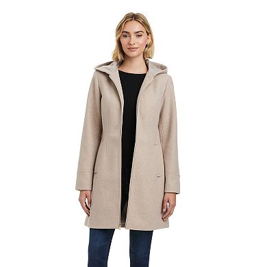 Women's d.e.t.a.i.l.s Melange Faux Wool Zip-Front Coat