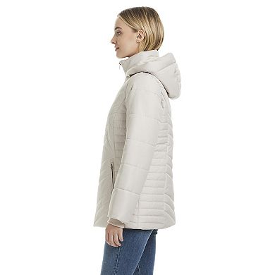Women's d.e.t.a.i.l.s Triple Chevron Puffer Jacket with Detachable Hood