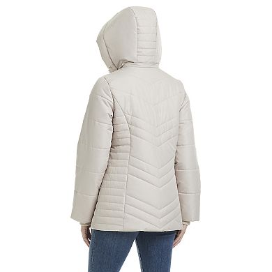 Women's d.e.t.a.i.l.s Triple Chevron Puffer Jacket with Detachable Hood
