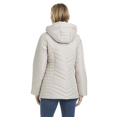 Women's d.e.t.a.i.l.s Triple Chevron Puffer Jacket with Detachable Hood