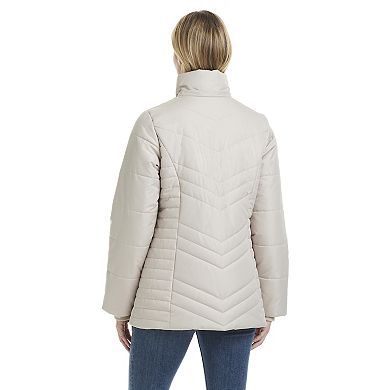 Women's d.e.t.a.i.l.s Triple Chevron Puffer Jacket with Detachable Hood