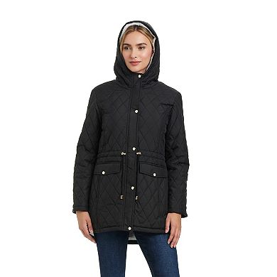 Women's d.e.t.a.i.l.s Diamond Quilted Faux Fur Lined Anorak Jacket