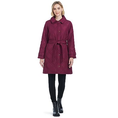 Women's d.e.t.a.i.l.s Quilted Belted Trench Coat