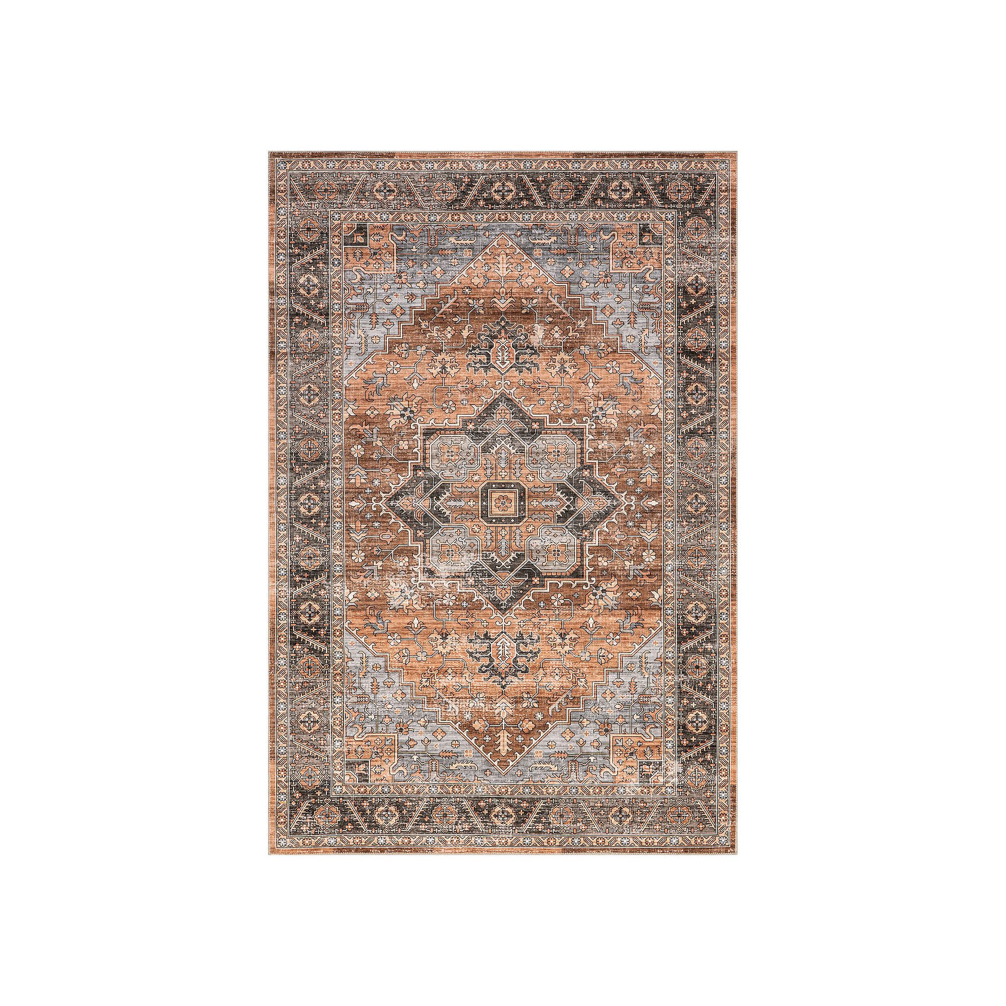 nuLOOM Wrenley Medallion Machine Washable Area Rug, Sienna Brown