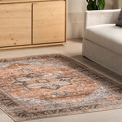 nuLOOM Wrenley Medallion Machine Washable Area Rug