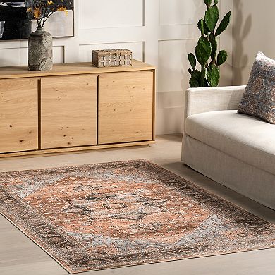 nuLOOM Wrenley Medallion Machine Washable Area Rug