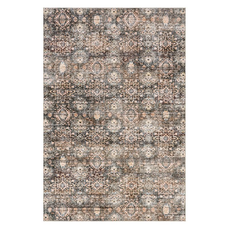 nuLOOM Keziah Vintage Medallion Spill Proof Machine Washable Area Rug, Gray