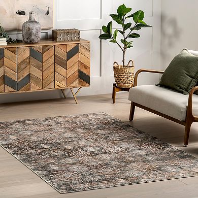 nuLOOM Keziah Vintage Medallion Spill Proof Machine Washable Area Rug