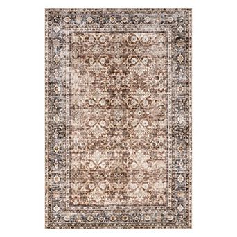 nuLOOM Freesia Faded Floral Spill Proof Machine Washable Area Rug