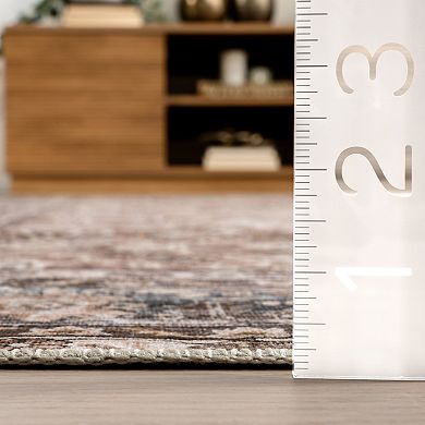 nuLOOM Freesia Faded Floral Spill Proof Machine Washable Area Rug