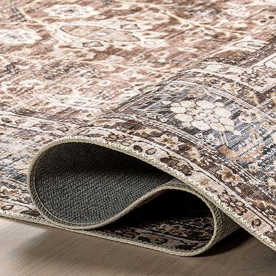 nuLOOM Freesia Faded Floral Spill Proof Machine Washable Area Rug