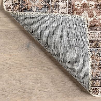 nuLOOM Freesia Faded Floral Spill Proof Machine Washable Area Rug