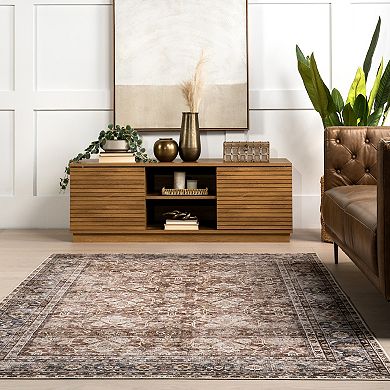 nuLOOM Freesia Faded Floral Spill Proof Machine Washable Area Rug