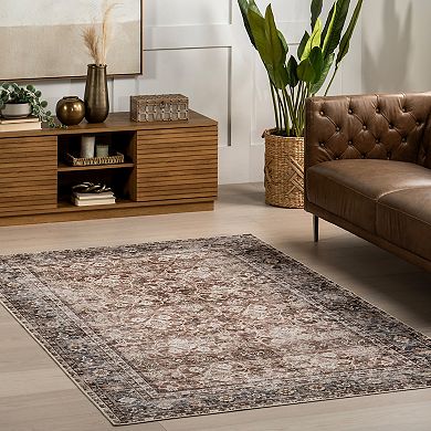 nuLOOM Freesia Faded Floral Spill Proof Machine Washable Area Rug