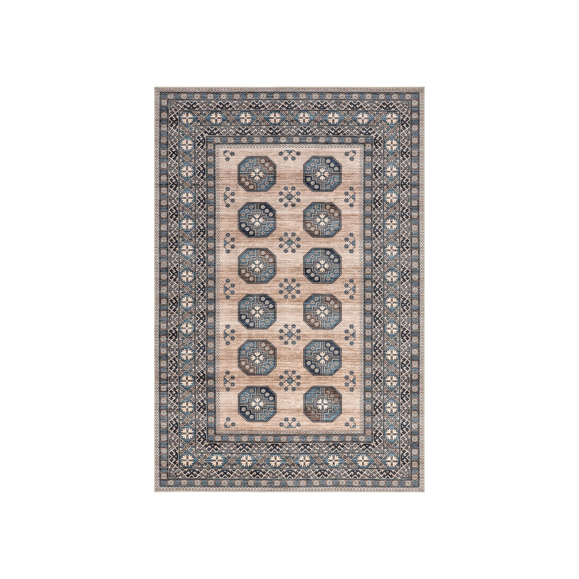 nuLOOM Idra Multi Medallion Spill Proof Machine Washable Area Rug, Turquois