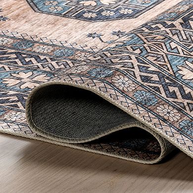 nuLOOM Idra Multi Medallion Spill Proof Machine Washable Area Rug