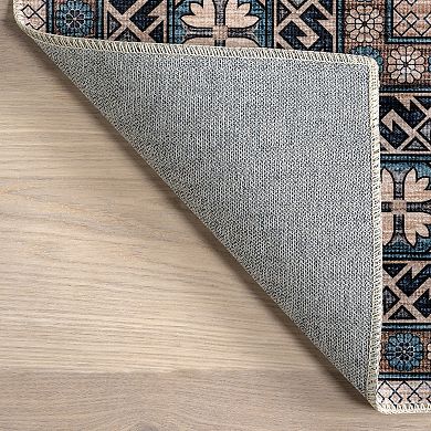 nuLOOM Idra Multi Medallion Spill Proof Machine Washable Area Rug