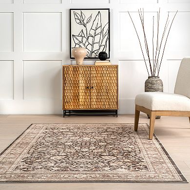 nuLOOM Cerise Floral Faded Spill Proof Machine Washable Area Rug