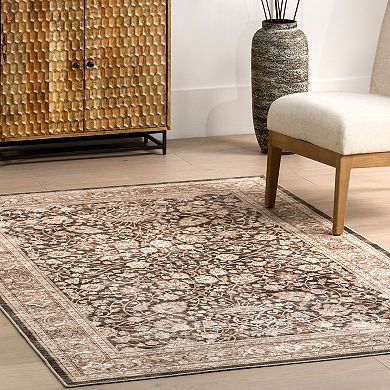 nuLOOM Cerise Floral Faded Spill Proof Machine Washable Area Rug