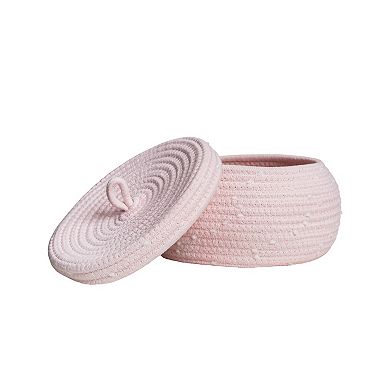 Zenna Home Baby Round Rope Basket with Lid