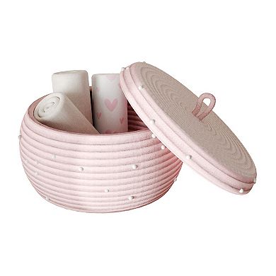 Zenna Home Baby Round Rope Basket with Lid
