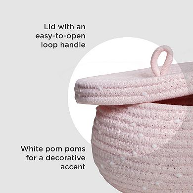 Zenna Home Baby Round Rope Basket with Lid