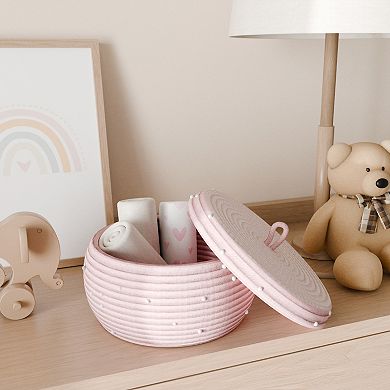 Zenna Home Baby Round Rope Basket with Lid