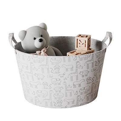 Zenna Home Baby Animal Zoo Oval Tapered Storage Basket