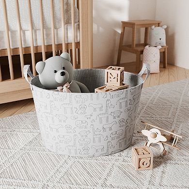 Zenna Home Baby Animal Zoo Oval Tapered Storage Basket