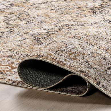 nuLOOM Anise Antique Floral Spill Proof Machine Washable Area Rug