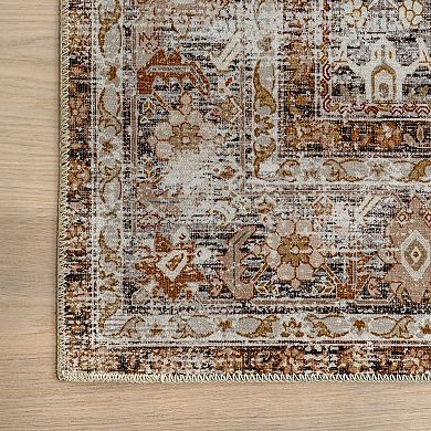 nuLOOM Anise Antique Floral Spill Proof Machine Washable Area Rug