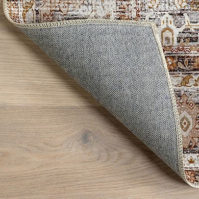nuLOOM Anise Antique Floral Spill Proof Machine Washable Area Rug