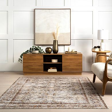 nuLOOM Anise Antique Floral Spill Proof Machine Washable Area Rug