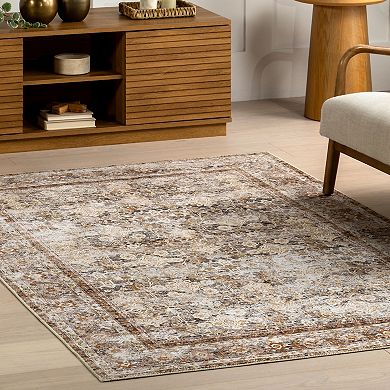 nuLOOM Anise Antique Floral Spill Proof Machine Washable Area Rug